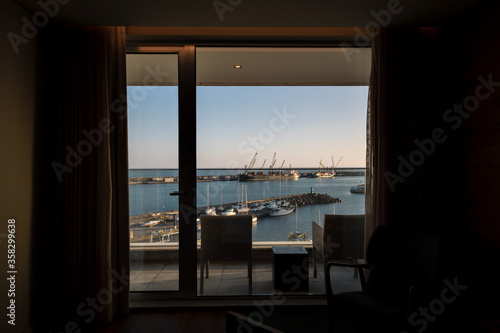 view from the window over harbor 