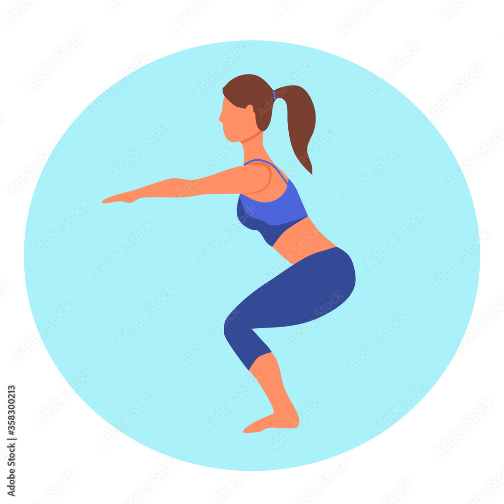 Cartoon character - woman doing yoga - flat vector illustration.