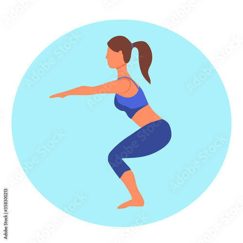 Cartoon character - woman doing yoga - flat vector illustration.