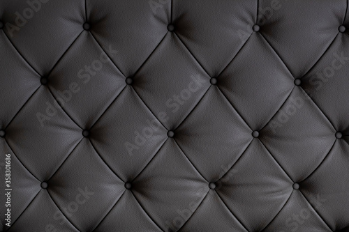 Luxurious black leather chesterfield texture furniture with buttons