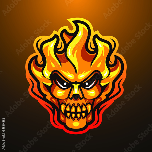 Fire skull head mascot logo