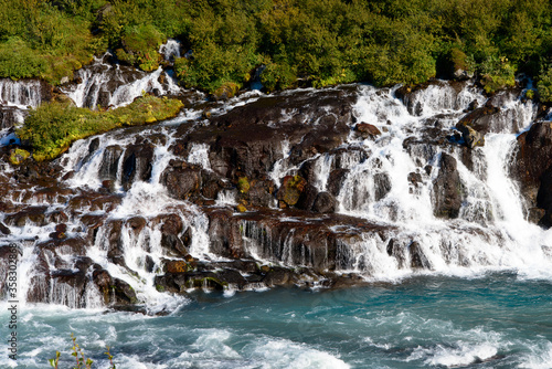 Hraunfossar waterfalls (Borgarfjordur, Iceland),
