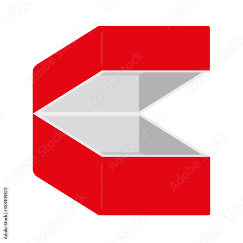 Empty 3D refrigerator. Fridge. Red refrigerator bag. Vector.