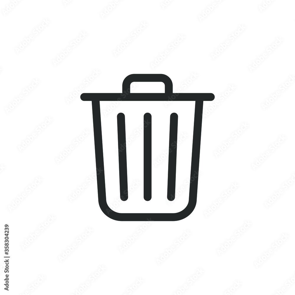 Trashcan icon. Carbage can symbol. Flat shape delete sign. Trash container and recycling bin logo. Vector illustration image. Isolated on white background. Trashcan icon. Carbage can symbol. Flat shape delete sign. Trash container and recycling bin logo. Vector illustration image. Isolated on white background.