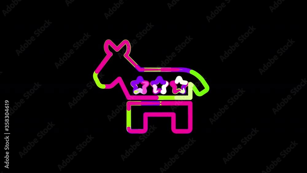 Circles gather in symbol democrat. After it crumbles in a line and moves to the camera. Alpha channel black Circles gather in symbol democrat. After it crumbles in a line and moves to the camera. Alpha channel black