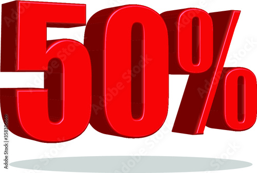50 percent off, sale background, object 3D