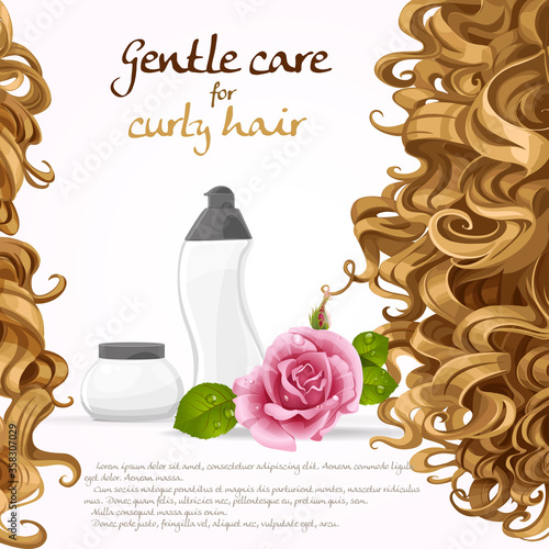 Curled hair care background