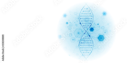 Science template, abstract background with a DNA molecules. Vector illustration.