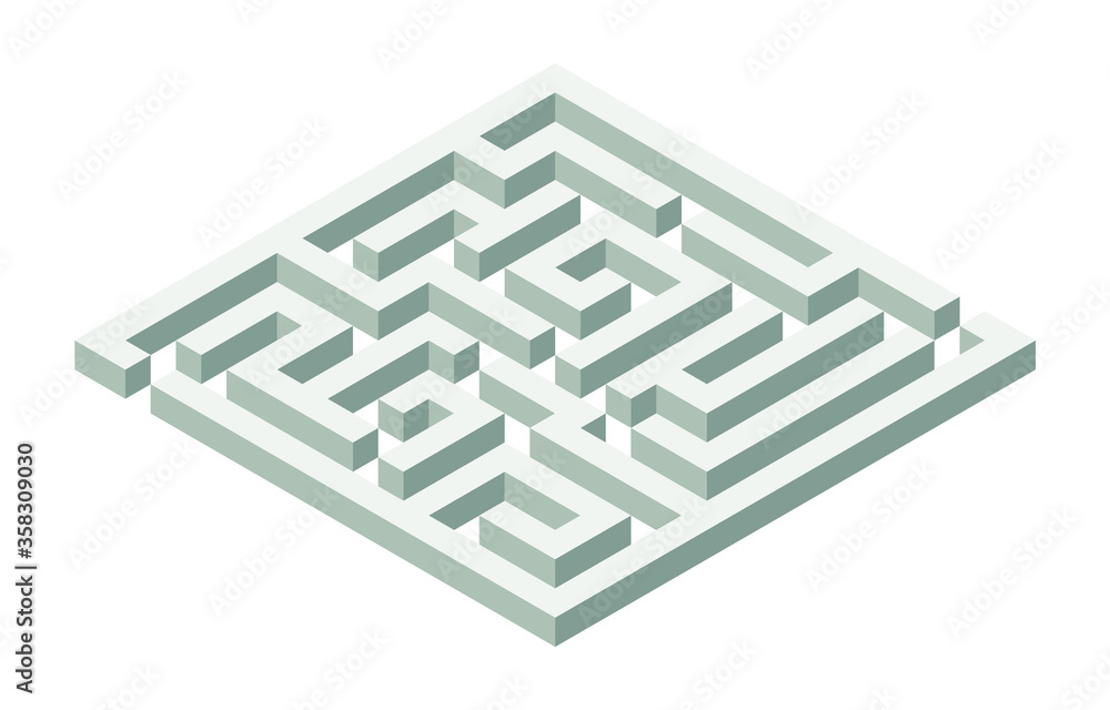Vector isometric maze. Green isometric 3d labyrinth on white background. Vector Illustration Vector isometric maze. Green isometric 3d labyrinth on white background. Vector Illustration