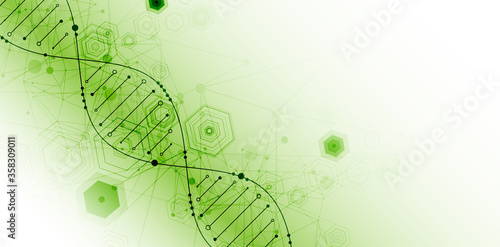 Science template, abstract background with a DNA molecules. Vector illustration.