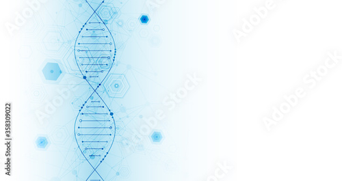 Science template, abstract background with a DNA molecules. Vector illustration.