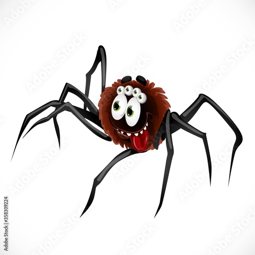 Cute cartoon character Spider isolated on white background