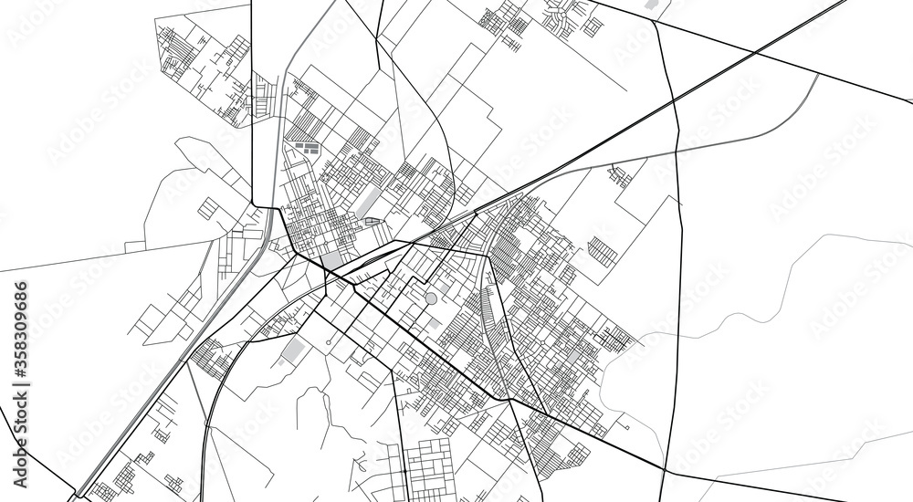 Urban vector city map of Sargodha, Pakistan, Asia.