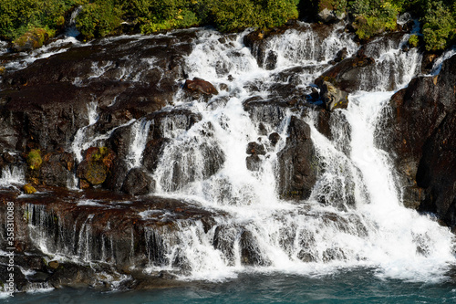 Hraunfossar waterfalls  Borgarfjordur  Iceland  