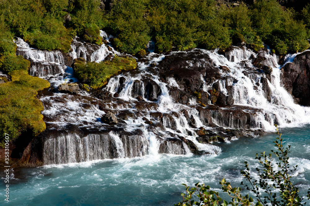 Obraz premium Hraunfossar waterfalls (Borgarfjordur, Iceland),