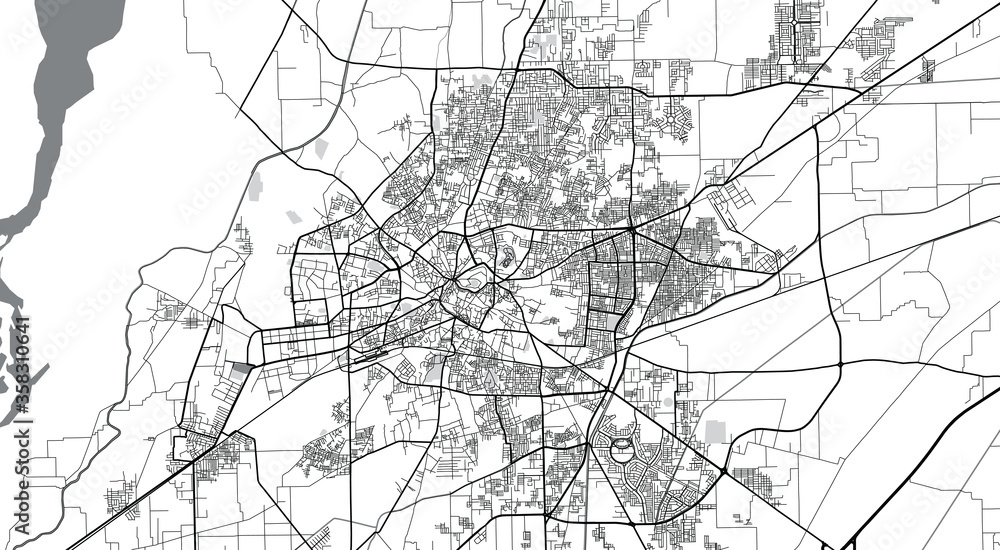 Urban vector city map of Multan, Pakistan, Asia.