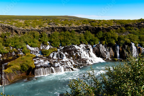 Hraunfossar waterfalls (Borgarfjordur, Iceland),