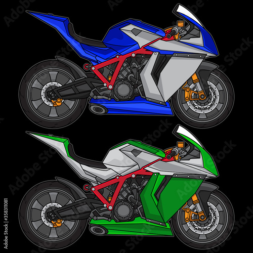 superbike sport motorcycle vector