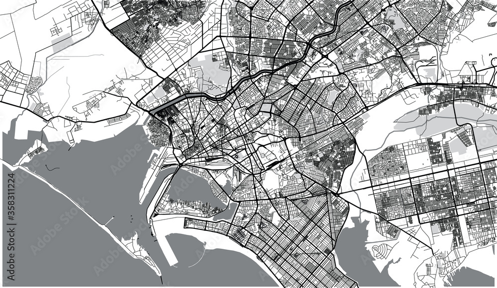 Fototapeta Urban vector city map of Karachi, Pakistan, Asia.