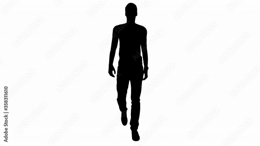 Man silhouette walking on a white background. Man silhouette walking on a white background.