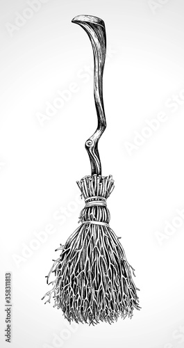 Witch's broom vector drawing on a white background