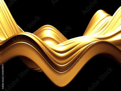 Golden abstract wavy liquid background