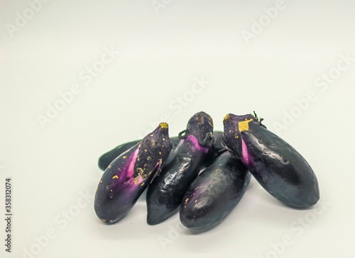 Several eggplants isolated on white background