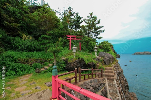 Wallpaper Mural Benten rock and coast line in Itoigawa city, Niigata, Japan in summer, scenic japanese landscape with oceanview Torontodigital.ca
