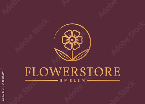 Flower store logo. Vector emblem.