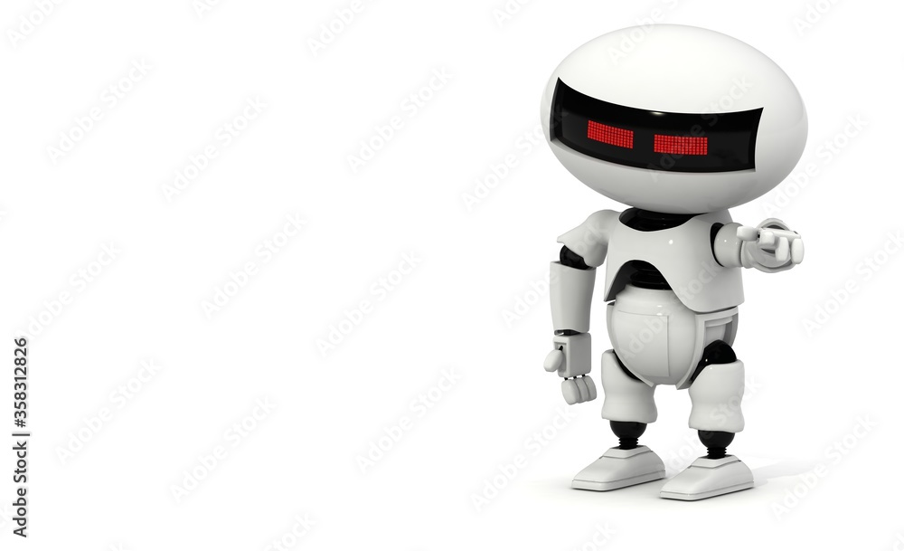 Robot 3d rendering illustration on white background. Droid 3d rendering. Technic science and futuristic background. Robot 3d rendering illustration on white background. Droid 3d rendering. Technic science and futuristic background.
