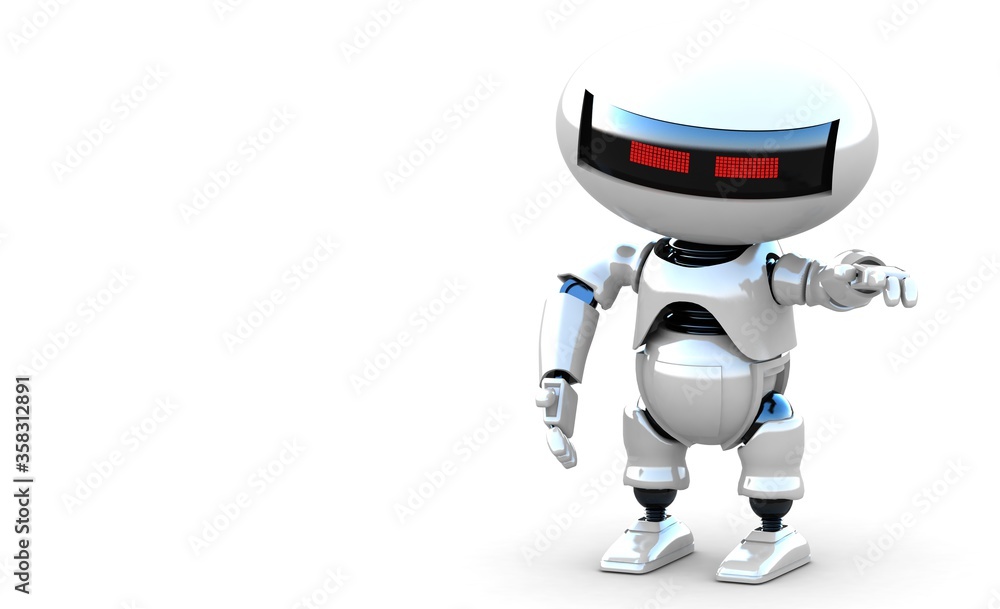 Robot 3d rendering illustration on white background. Droid 3d rendering. Technic science and futuristic background. Robot 3d rendering illustration on white background. Droid 3d rendering. Technic science and futuristic background.