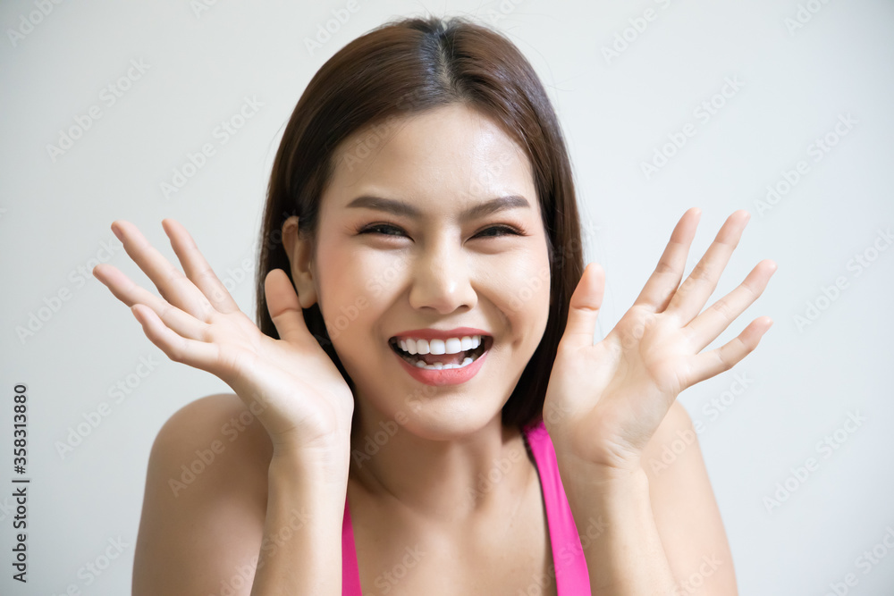 woman with excited, surprised face expression woman with excited, surprised face expression