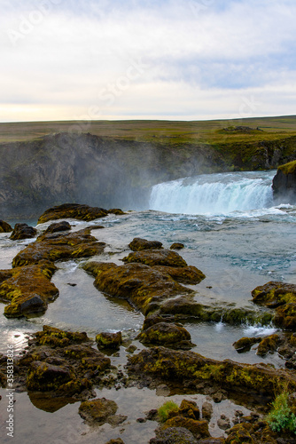Godafoss  waterfall of the gods   in the Bardardalur district of Northeastern Region of Iceland