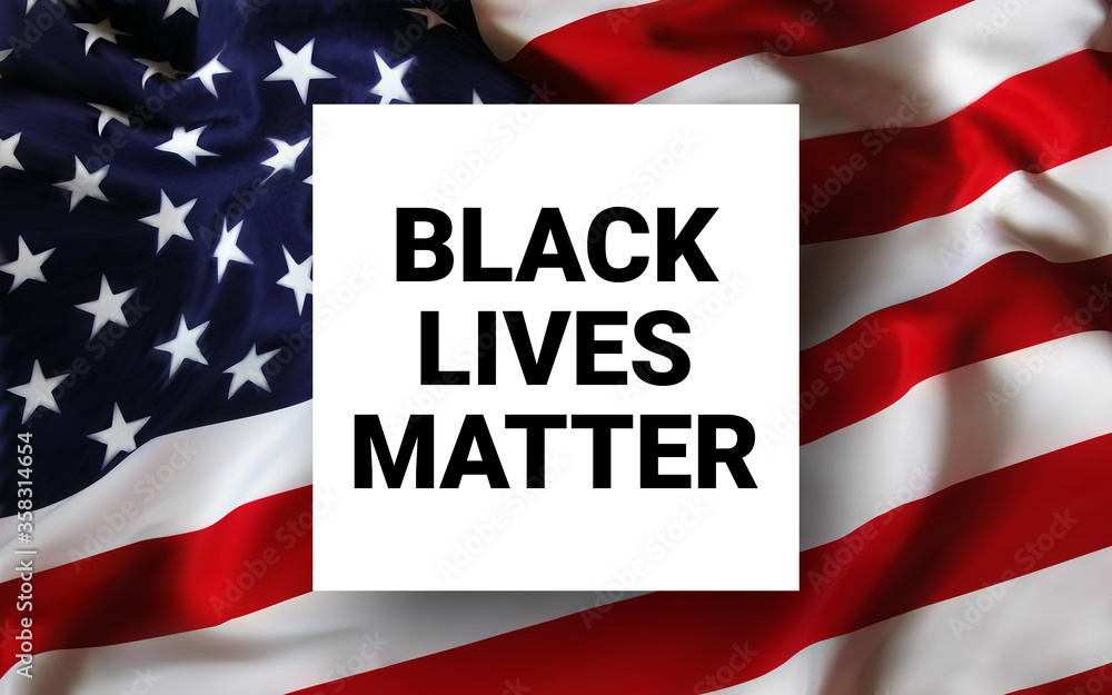 Black Lives Matter calligraphic text and USA flag vector illustration. Stop racism. I can t breathe. Stop shooting. Black lives matter. USA flag. Police violence. Stop violence. BLM. Stop racism. Black Lives Matter calligraphic text and USA flag vector illustration. Stop racism. I can t breathe. Stop shooting. Black lives matter. USA flag. Police violence. Stop violence. BLM. Stop racism.