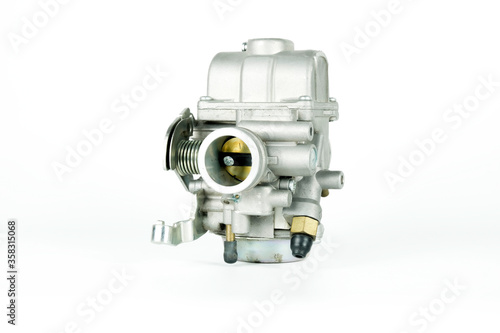 carburetor Motorcycles on isolated white backgrounds Motorcycle service © กอล์ฟ สแตนดาร์ด