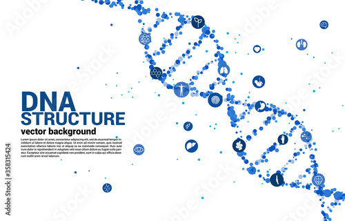 vector DNA genetic structure from dot random with icon. background concept for biotechnology and biology scientific.