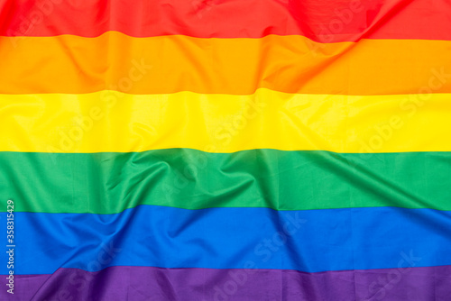 LGBT rainbow flag, fabric gay, lesbian flag as background or texture