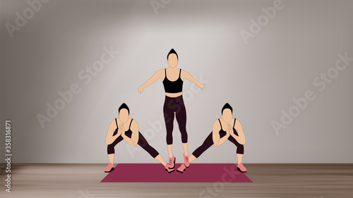 Women doing side lunges  - a high intense cardio workout at home with no equipment.