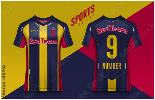 t-shirt sport design template, Soccer jersey mockup for football club. uniform front and back view.