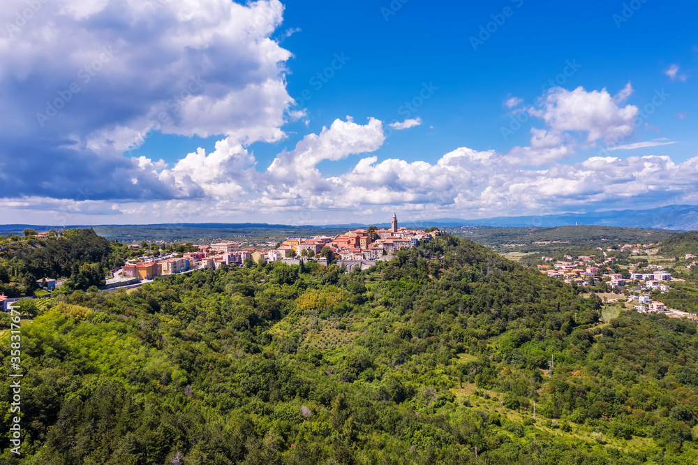 An aerial view of Labin, Istria, Croatia