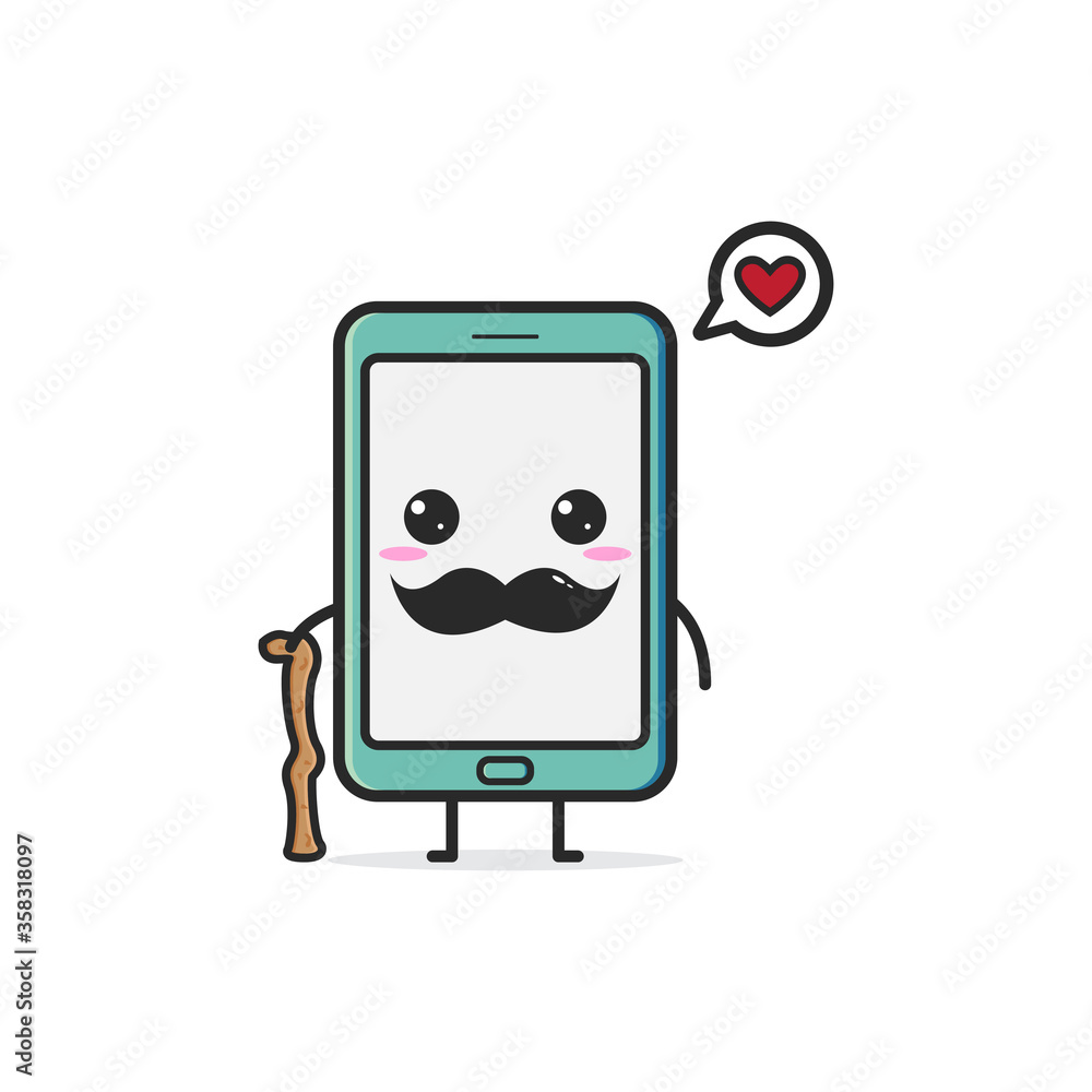 Vector design of a cellphone mascot. Handphone with a flat design style.