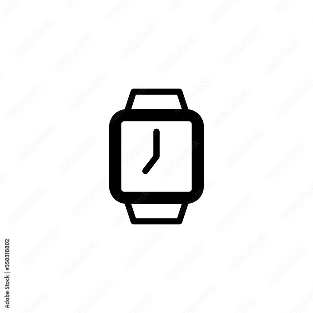 Smart Watch icon in black flat glyph, filled style isolated on white background Smart Watch icon in black flat glyph, filled style isolated on white background