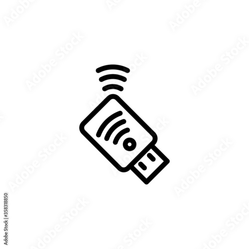 USB Wifi dongle Stick icon in black line style icon, style isolated on white background