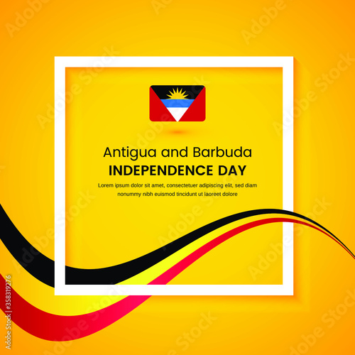 Stylish Antigua and Barbuda country independence day concept illustration with tricolors wave on classic greeting background photo