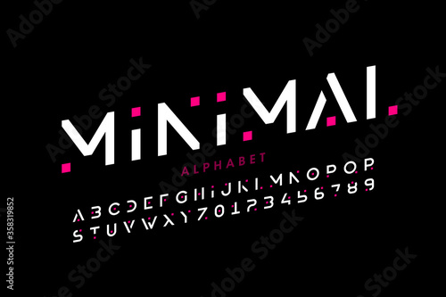 Minimal style font, alphabet letters and numbers