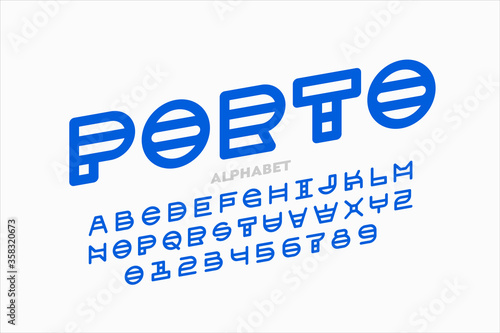 Abstract modern font, alphabet letters and numbers