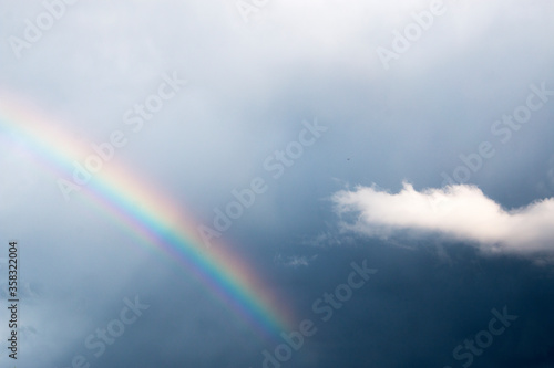 Beautiful rainbow in the sky after rain.