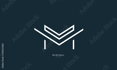 Alphabet letter icon logo MV or VM