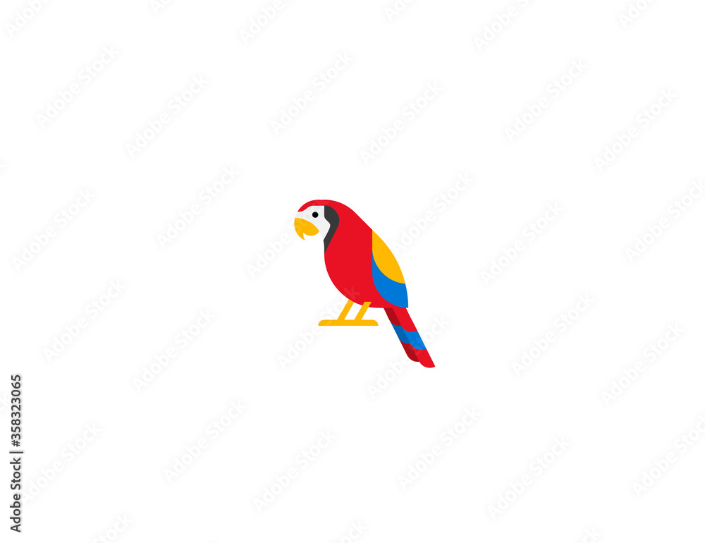 Parrot vector flat icon. Isolated red macaw, parrot emoji illustration 
