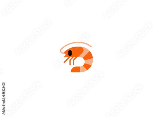 Shrimp vector flat icon. Prawn, shrimp sea food. Isolated shrimp emoji illustration 